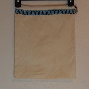 Tory Burch dust Bag~Purse~Shoe Blue Trim drawstring Logo 12"W X 14.5"L Pre-owned